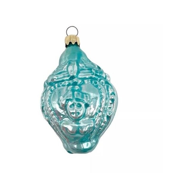 Blown Glass Lady Bust Rose Embossed Drop Christmas Ornament West Germany Vintage - Picture 8 of 8